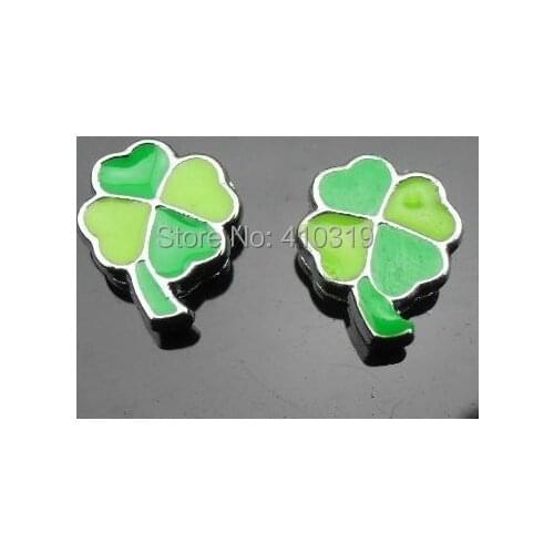 100pcs/lot 8mm Lucky Grass Slide Charm DIY Alphabet Accessories