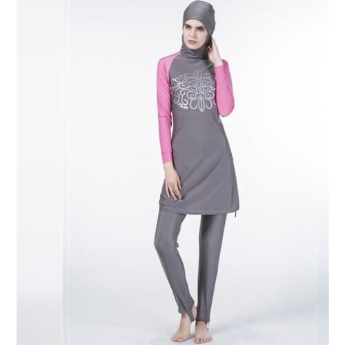 2pcs Women Full Cover Islamic Swimwear Hajib Hooded Blouse+pants Elegant Muslim Swimsuit Conservative Burkinis Bathing Beachwear