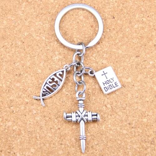 20pcs New Fashion DIY Keychain jesus cross book holy bible Pendants Men Jewelry Car Key Chain Souvenir For Gift