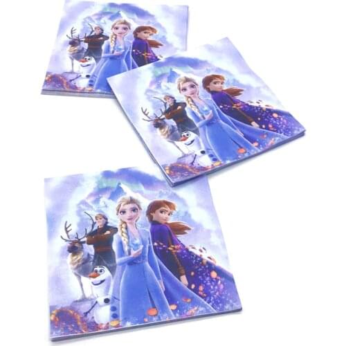 20 pcs Frozen 2 Disposable Napkins Frozen 2 Birthday Party Decorations Wedding Disposable Tableware Paper Towel Party Supplies