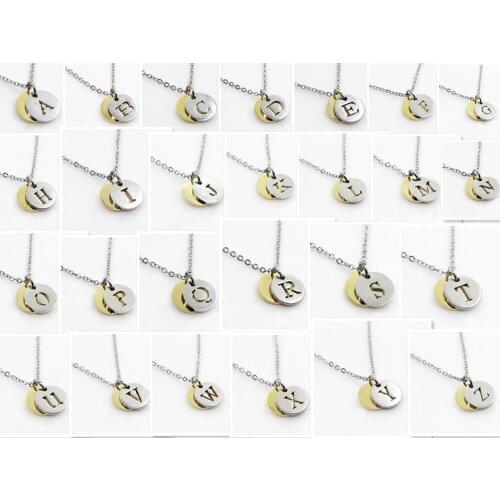 26pcs Stainless steel letters A-Z alphabet Necklace DIY Necklace Pendant Charms with 50cm Chains men women Necklace Jewelry