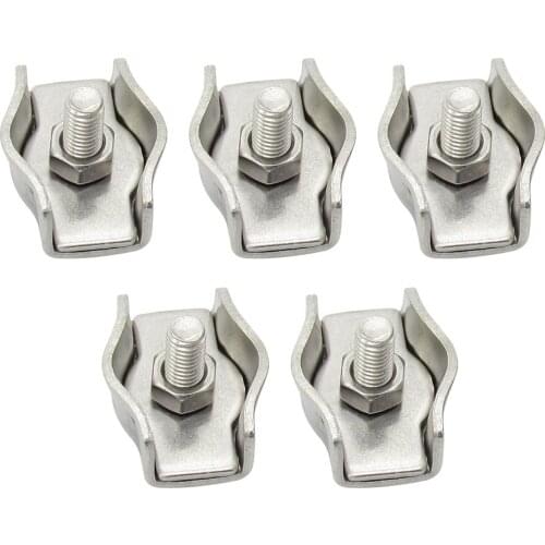 304# Stainless Steel Wire Rope Single Clip Chuck Lock Cable Clamp Fastener Caliper Full Set Size M3 M4 Swivel Clamps 5pcs/lot