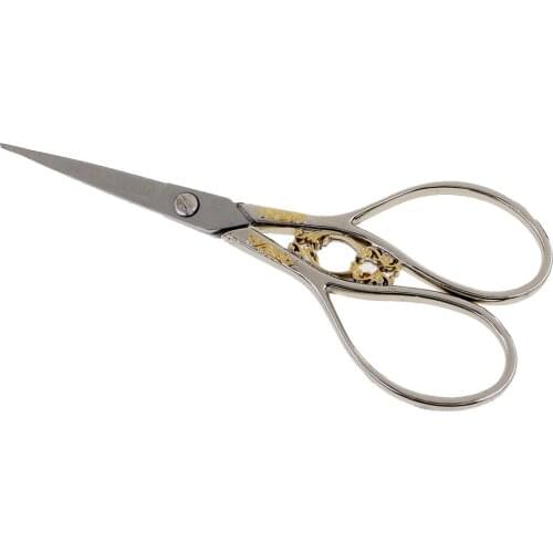 4.3''Vintage European Style Stainless Steel Floral Scissors Sewing Shears DIY Tools 3 Colors