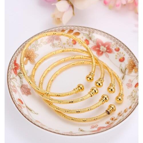 4pcs 24k Gold silverAfrica Jewelry Ethiopian Bangle Bracelet Dubai Bangle For Women Gifts kids bangle diy charms birthday gifts