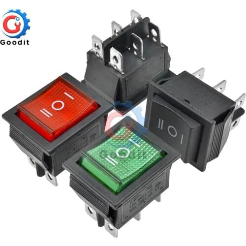 5pcs/lot KCD4 Rocker Switch Button ON-OFF-ON 3 Position 6 Pins Electrical Equipment With Light Power Switch 16A 250VAC 250V AC