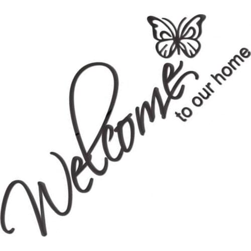 60% Hot Sale Wall Sticker Nice-looking Attractive Decorative Welcome Sign with Butterfly Style Door Wall Sticker for Household