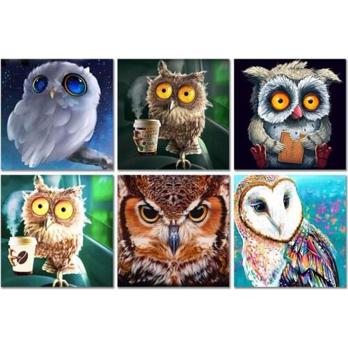 MUXUN Diy 5D Diamond Embroidery Animal Owl Full Set Diamond Mosaic Small Cute Owl Round/Square 3D Diamond Painting Cross Stitch
