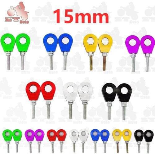 CNC Aluminum Chain Tensioner Adjuster Dirt Bike Pit ATV Motorcycle Scooter 15mm Rear Wheel axle hole 110cc 125cc 140cc