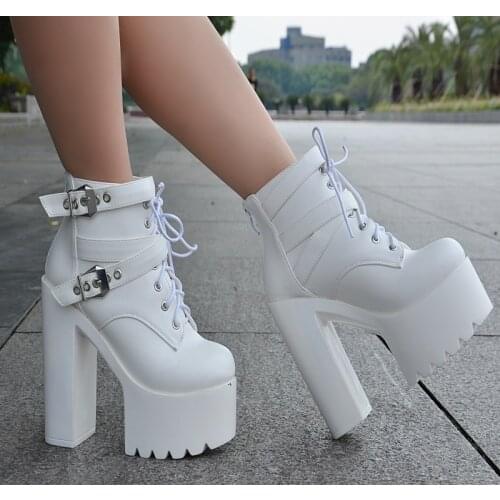 European and American style fashion ankle boots 2019 spring new Korean thick with short boots 14 cm super high heel womens boots