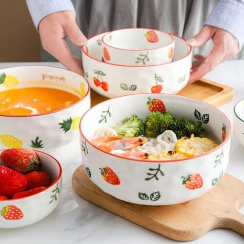 300ml 1100ml fruit Bowl Decoration Fruit Salad Noodle Rice Bowl Fruit Bowl Handicraft Decoration Creative Ceramics Bowl