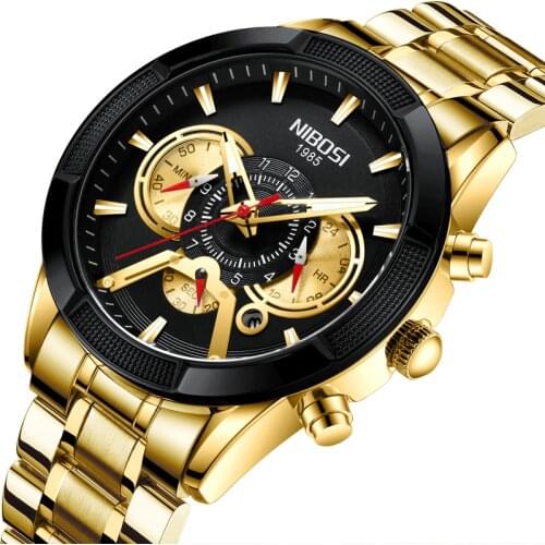 Relogio Masculino NIBOSI Chronograph Men Watches Waterproof Top Brand Luxury Brand Watch Men Stainless Steel Male Clock