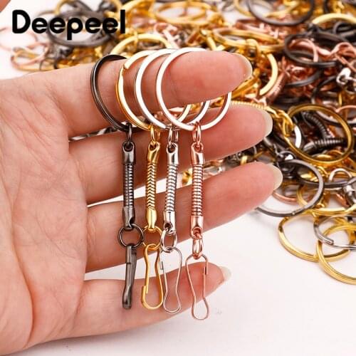 Deepeel10/30pcs 80cm Fashion Metal Keychain Hanging Buckle ID21mm O Ring Key Pendant Hook Clasp DIY Hardware Crafts Accessories