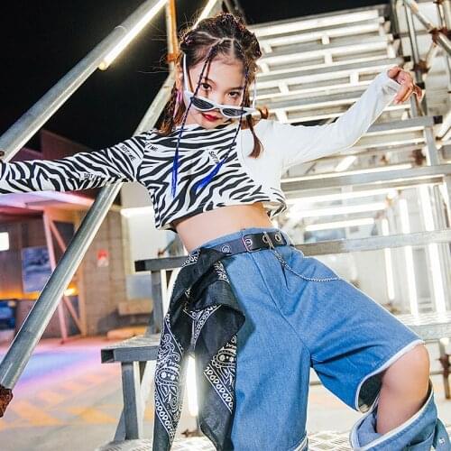 Hip Hop Dance Wear For Kids Jazz Dance Clothes Dancer Outfit Teenage Girls Clothing Kpop Outfit Cheerleader Costume DL7229