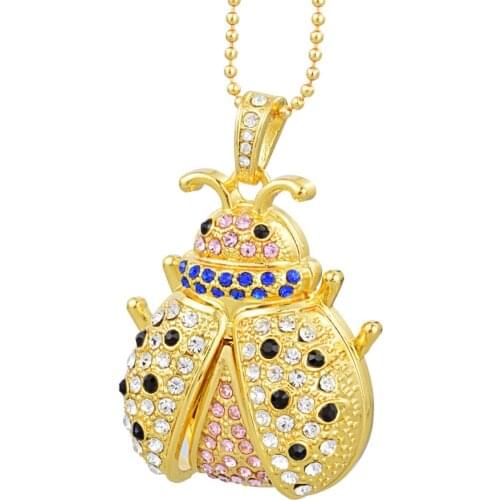 J-boxing 32GB USB Flash Drive Crystal Ladybug 64GB Thumb Pen Drive 8GB 16GB Enough Memory Stick for Computer Tablet Laptop Mac