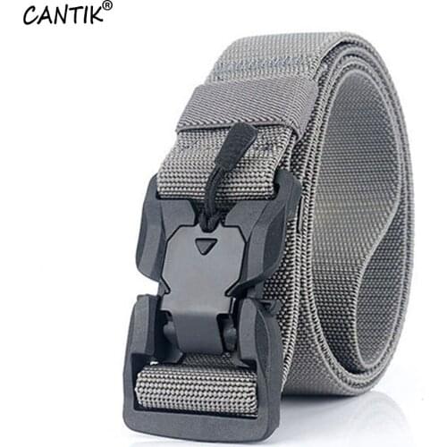 CANTIK Quality Fashion Versatile Elastic Nylon Belt Slide POM Magnetic Hard Plastic Buckle Accessories Men 3.8cm Width CBCA143
