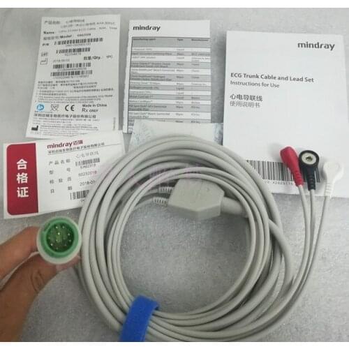 Mindray Original 12-pin 3-lead One-piece Core Wire Snap-on AHA American Standard