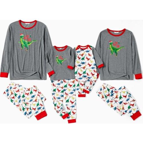 PatPat Mosaic Family Matching Colorful Dinosaur Christmas Pajamas Set(Flame Resistant)
