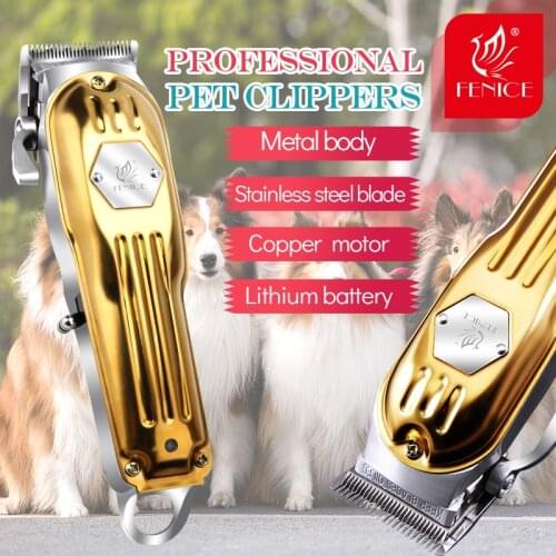 Fenice Professional Dog Hair Grooming Electric Clipper Gold Trimmer for Dogs Cutting Machine