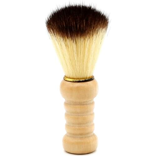 Professional Wooden Handle Men Shaving Brush With Soft Nylon Fiber Barber Dust Cleaning Brush For Beard Mens Razor Neck Brushes