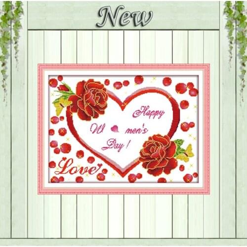 Happy womens Day love home decor painting counted print on canvas DMC 11CT chinese Cross Stitch Needlework Sets Embroidery kits