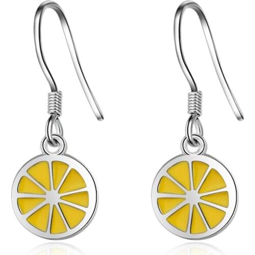 Fun Fresh Fruit Orange Lemon Sweet Long Drop Earrings For Women Ladies Simple Delicate Dangle Earrings Jewelry For Girl SD2161