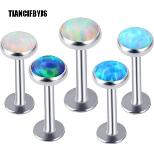 TIANCI FBYJS Opal lip Stud Stone Labret Ring 16G Lip Stud Kit Body Jewelry For Women Ear Cartilage Earring Piercing Ombligo
