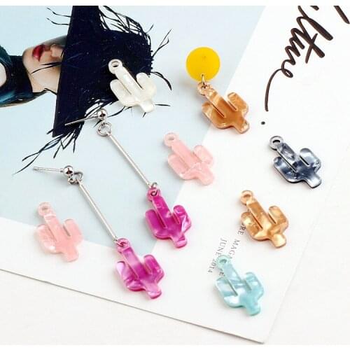 DIY handmade jewelry accessories fresh cactus earrings acetate material pendant