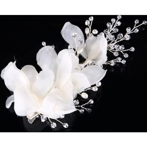 Girls Sweet White Flower Hair Grips Bridal Wedding Lace Floral Hair Accessories Women Gorgeous Hair Clips Hair Ornaments