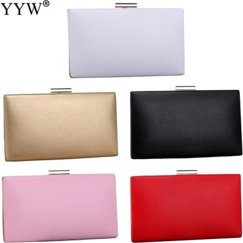 New Fashion Women Evening Bags Ladies Solid Black Red Clutch Purse Shoulder Chain Wedding Party Handbags Bags Bolso