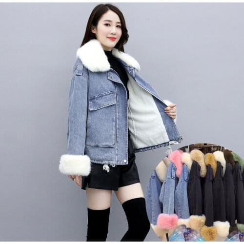 2021 Winter Women Denim Jackets Pocket Thicken Zipper Windproof Long Sleeve Warm Parka Casual Female Portable Outwear