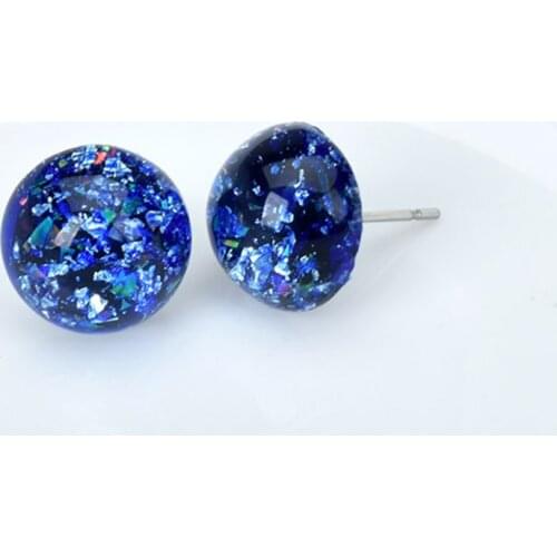 Simple Cute Small Candy Color Geometric Round Stud Earrings Women Resin Jewelry Blue White Earings Female Accessories