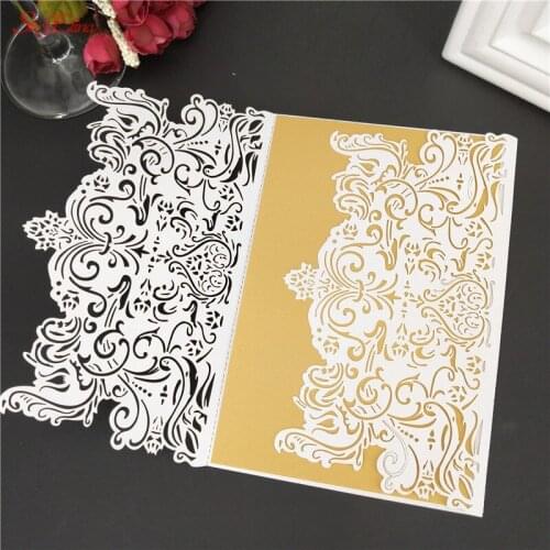 1pcs Fashion Laser Cutting Gold Paper with Hollow Creative Castle Wedding Invitation Card Activities and Party Accessories 5Z