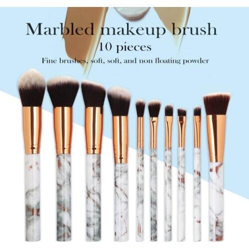 10Pcs/Set Luxury Marbling Makeup Brushes Set Powder Foundation Eyeshadow Blusher Face Lip Multifunctional Soft Beauty Tools Hot
