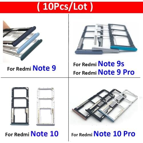 10Pcs/Lot, SIM Card Slot SD Card Tray Holder Adapter For Xiaomi Redmi Note 7 8 9 9s 10 Pro Replacement Parts