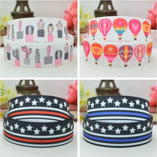 10 Yards 22mm 7/8" hot balloon stripe Pretty Girls Printed grosgrain ribbon hair bow Headwear DIY hair accessories retail