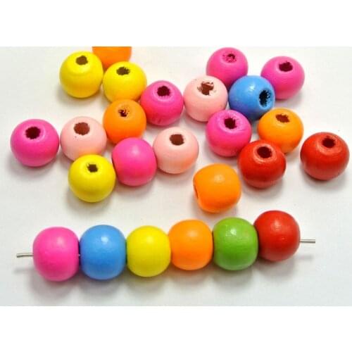 100 Mixed Bright Candy Color 12mm Round Wood Beads~Wooden