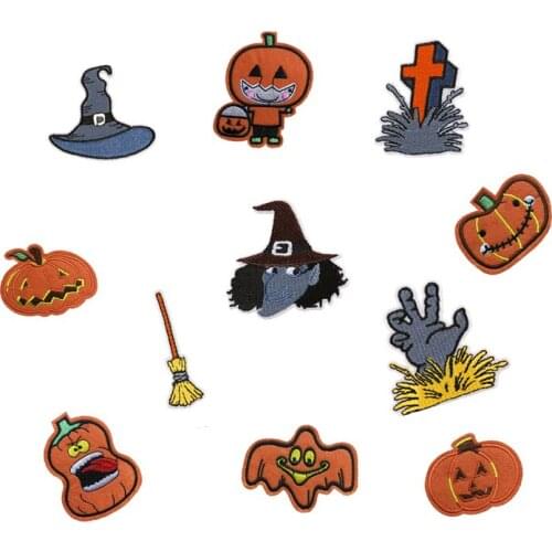 11Pcs/Set Jack-o-lanterns Cartoon Badges Clothes Embroidery Patch Applique Diy Sewing Decorative Patches For Halloween Clothing