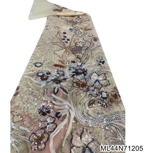 2021 African Sequin Lace Fabric High Quality French Mesh Tulle Lace with Sequins Nigerian Mesh Net Lace 5Yards ML44N712