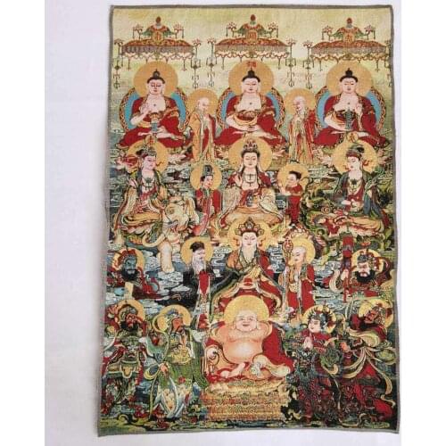 36" Tibet Tibetan Cloth Silk Buddhism 10000 Buddha Picture Tangka Thangka Mural