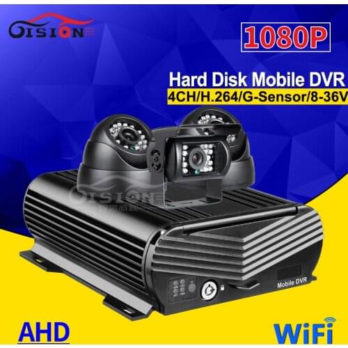 Free Shipping 4CH Wifi Hard Disk HDD Car Recorder Mobile Dvr Rear-time Video Remote View I/O+Night Vision Infared Red Camera x3