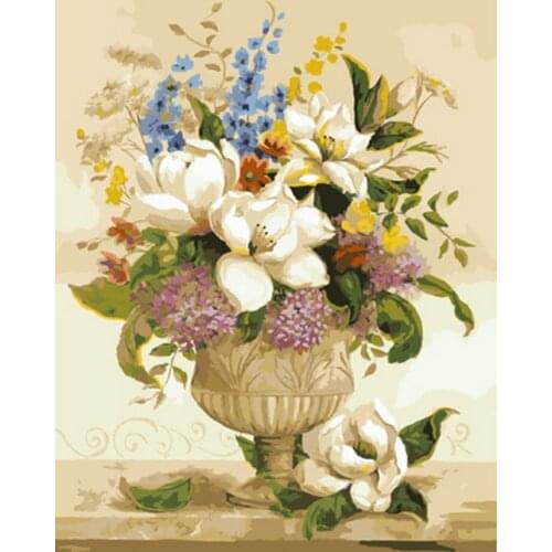 Frameless picture oil painting by numbers wall decor diy painting on canvas for home decor 4050 Peony flowers