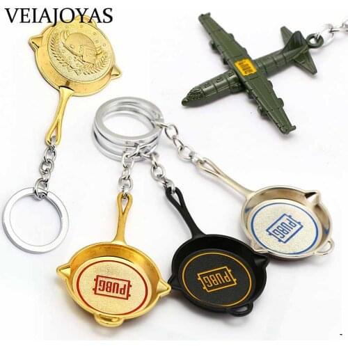 High Quality PUBG Frying Pan Key Chains 12 styles Game Playerunknowns Battlegrounds Alloy Car Keyrings chaveiro Unisex Jewelry