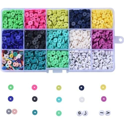 Polymer Clay Beads Round Spacer Acrylic Letter Beads Combination for Handmade Jewelry Bracelet Accessories Boxed