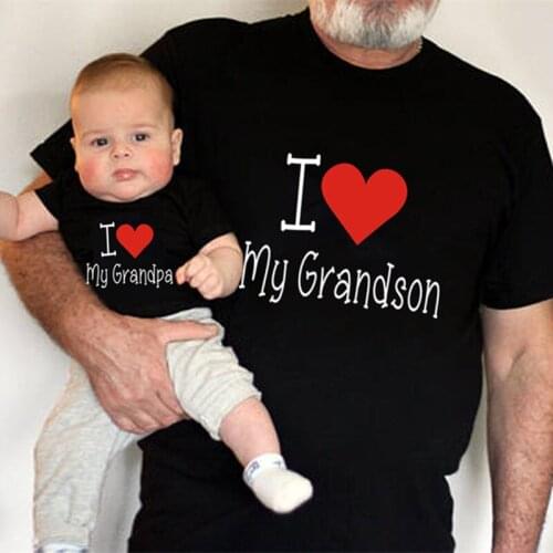 Short Sleeve Matching Family Look Outfits I Love My Grandpa and Grandson Family Matching Clothes Black T-shirts