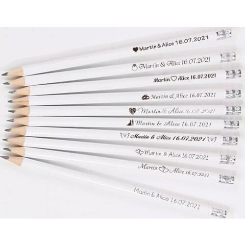 20/50/100Personalized Engraved Wooden Pencils Customized School Decor Pen With Eraser Wedding Gift Favors Baby Shower Party 19CM