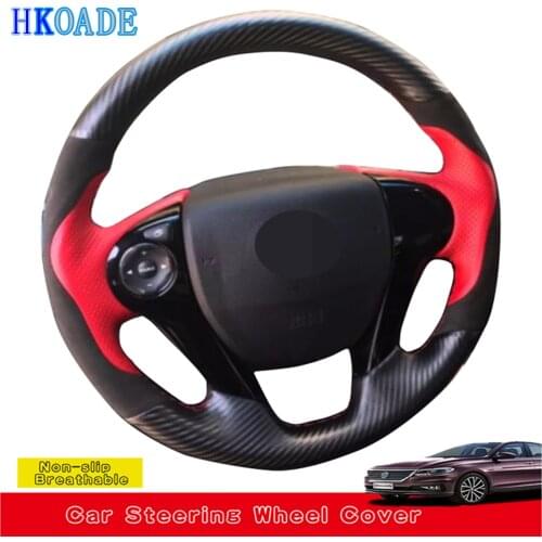 DIY Hand-stitched Carbon Fiber Leather Car Steering Wheel Cover For Honda Crosstour 2013-2015 Accord 9 2013 2014 2015 2016 2017