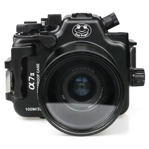 For Sony A7 II Mark II Meikon 100M/325ft underwater waterproof camera Aluminum housing case with 16-35mm and 28-70mm Lens Sizes