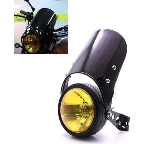 28mm-34mm Universal Motorcycle Headlight With Fairing w/ Mount Brackets Fork For Chopper Headlamp Motor Honda Kawasaki Yamaha