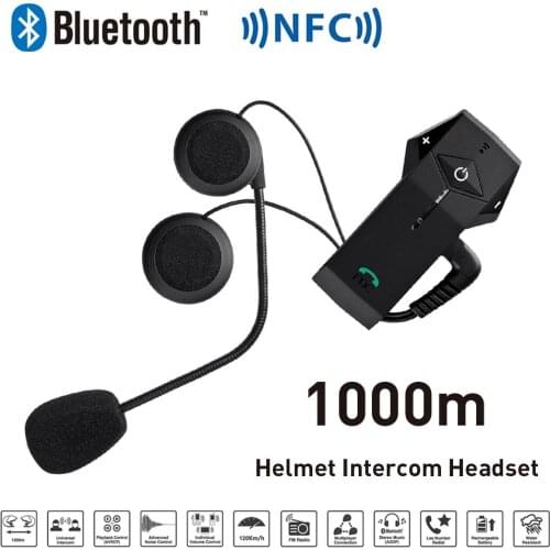 FreedConn 1000M BT NFC FM Radio Function Motorcycle Helmet Intercom Wireless Interphone Bluetooth Helmet Headsets with Mic