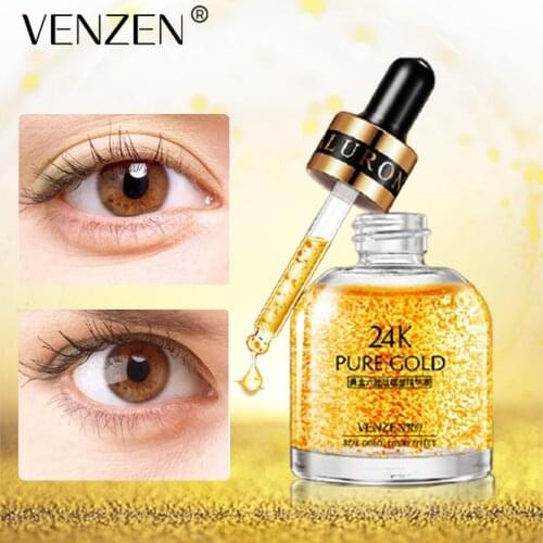 VENZEN 24K Golden Hexapeptide Eye Serum Anti-Wrinkle Firming Anti-Aging Whitening Nourishing Moisturizing Eye Care
